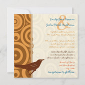 Retro  vogel Oranje bruine cirkels Kaart (Voorkant)