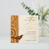 Retro  vogel Oranje bruine cirkels Kaart (Staand voorkant)