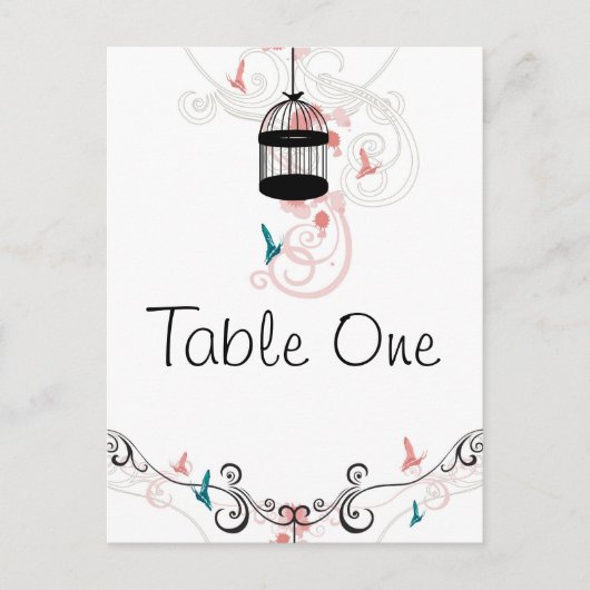 Retro vogelkooi tabel nummer Briefkaart (Voorkant)