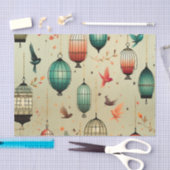 Retro Vogelkooien en Vliegvogels Decoupage Tissuepapier (Craft)