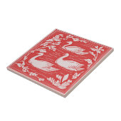 Retro Vogels  Art Nouveau Zwanen Rood Art Deco Tegeltje (Zijkant)