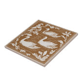 Retro Vogels  Bruin Art Nouveau Zwanen Tegeltje (Zijkant)