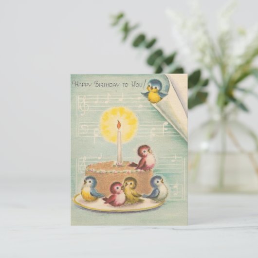  retro-vogels op de Kaart van de baardCake (Staand voorkant)