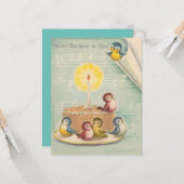  retro-vogels op de Kaart van de baardCake (Voorkant / Achterkant in situ)