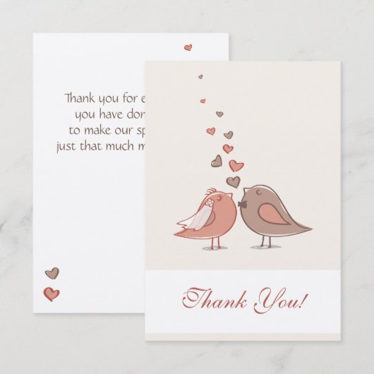 Retro Vogels van de Bruid en van de Bruidegom Bedankkaart (Voorkant / Achterkant)