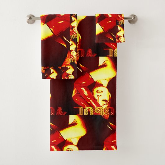 Retro Vogue Cover‑Style Illustratie Bad Handdoek (Insitu)