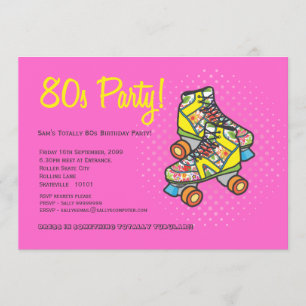 Retro volledig 80's Roller Schaatsen Birthday Part Kaart