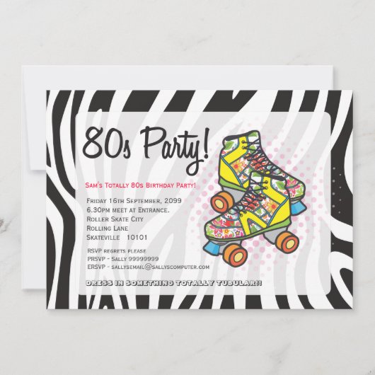 Retro volledig 80's Roller Schaatsen Birthday Part Kaart (Voorkant)