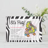 Retro volledig 80's Roller Schaatsen Birthday Part Kaart (Staand voorkant)
