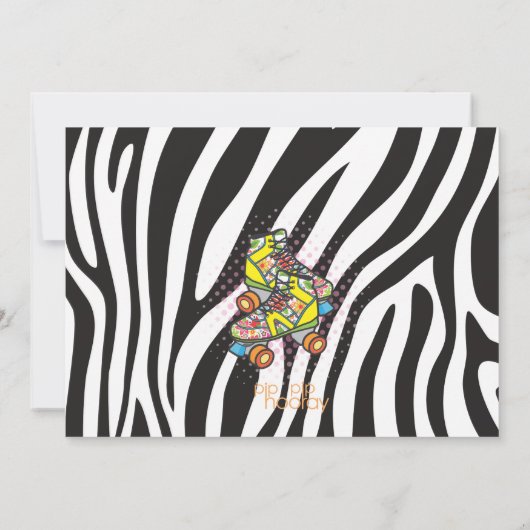 Retro volledig 80's Roller Schaatsen Birthday Part Kaart (Achterkant)