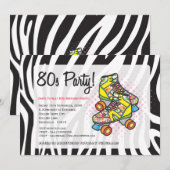 Retro volledig 80's Roller Schaatsen Birthday Part Kaart (Voorkant / Achterkant)