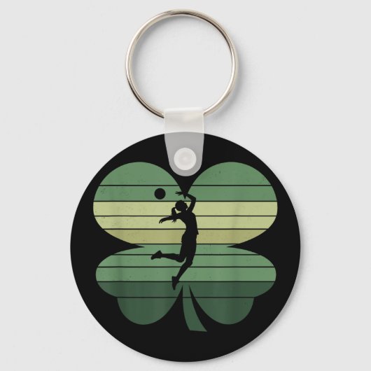 Retro Volleybal Shamrock Patricks Day Vrouwen Mann Sleutelhanger (Voorkant)