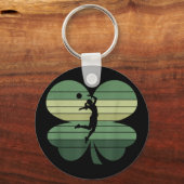 Retro Volleybal Shamrock Patricks Day Vrouwen Mann Sleutelhanger (Voorkant)