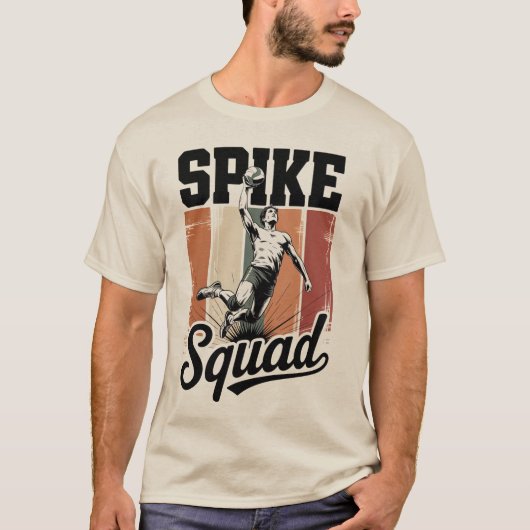 Retro Volleybal Spike Squad T-shirt (Voorkant)