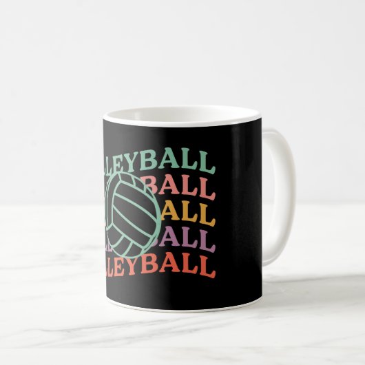 Retro Volleybal Sport Koffiemok (Voorkant rechts)