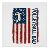 Retro Volleybal Vader Patriottisch Vlag T-Shirt On