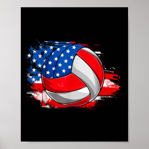 Retro Volleybal Verenigde Staten Vlag Onafhankelij Poster
