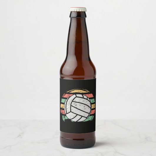 Retro  Volleyball Bier Etiket (Voorkant)