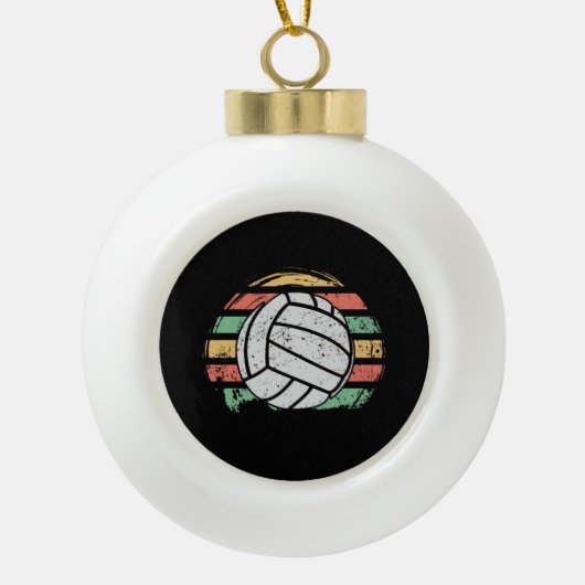 Retro Volleyball Keramische Bal Ornament (Voorkant)