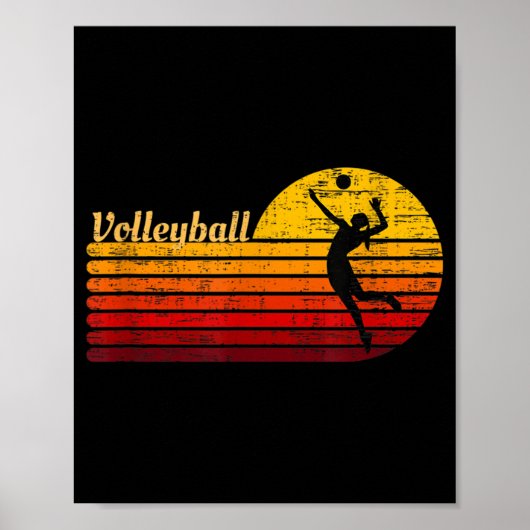  Retro Volleyball Player Grafisch Poster (Voorkant)