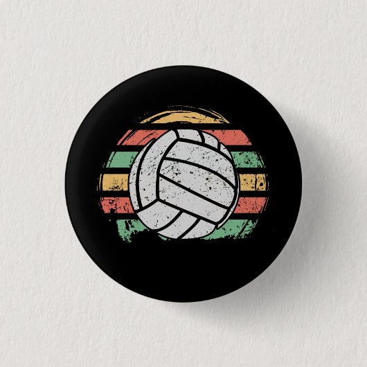 Retro  Volleyball Ronde Button 3,2 Cm (Voorkant)