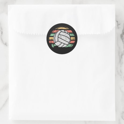 Retro  Volleyball Ronde Sticker (Tas)
