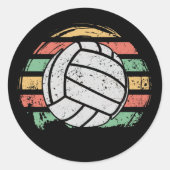 Retro  Volleyball Ronde Sticker (Voorkant)