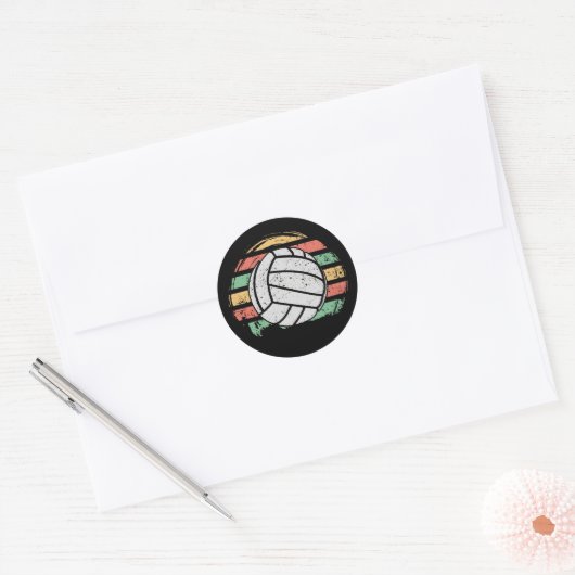 Retro  Volleyball Ronde Sticker (Envelop)