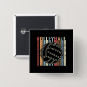 Retro Volleyball Vierkante Button 5,1 Cm (Voorkant /achterkant)