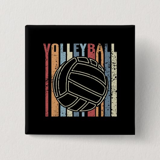 Retro Volleyball Vierkante Button 5,1 Cm (Voorkant)