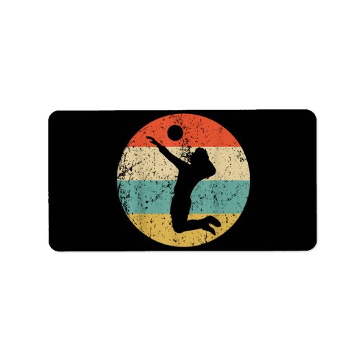 Retro Volleybalspeler Etiket (Voorkant)