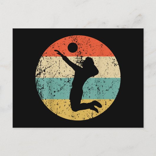  Retro Volleybalspeler Feestdagenkaart (Voorkant)