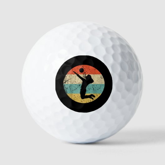  Retro Volleybalspeler Golfballen (Voorkant)