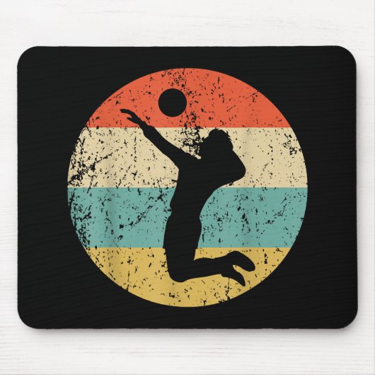 Retro Volleybalspeler Muismat (Voorkant)