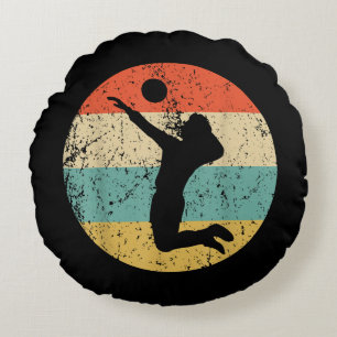 Retro Volleybalspeler Rond Kussen
