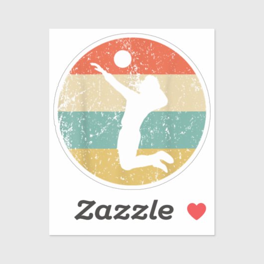  Retro Volleybalspeler Sticker (Vel)