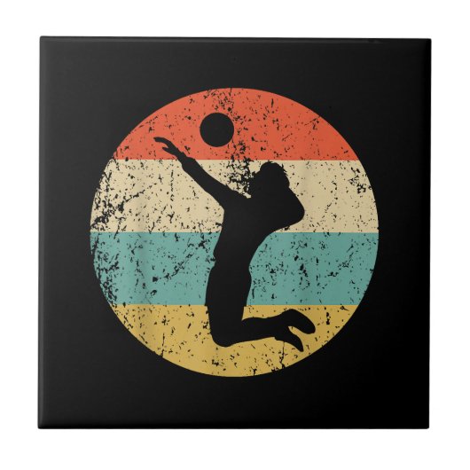  Retro Volleybalspeler Tegeltje (Voorkant)
