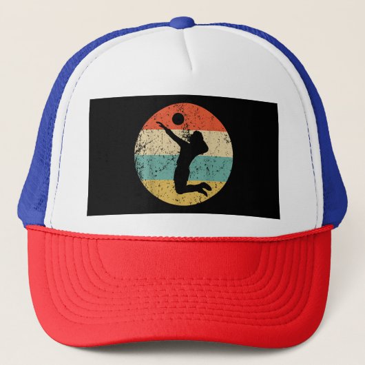 Retro Volleybalspeler Trucker Pet (Voorkant)