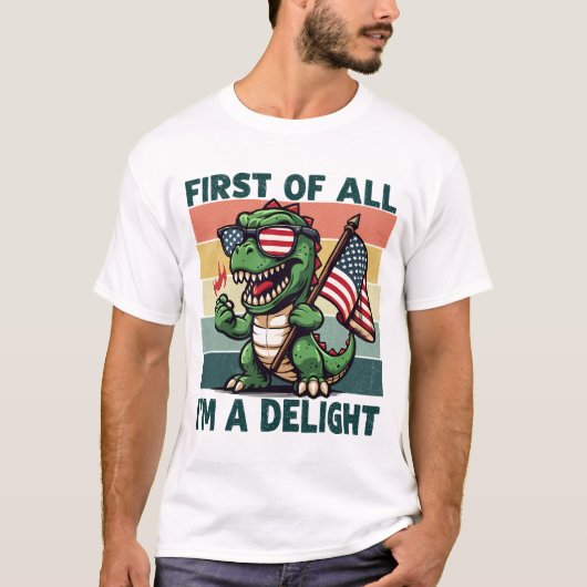 Retro volwassen dinosaurus Allereerst ben ik een g T-shirt (Voorkant)