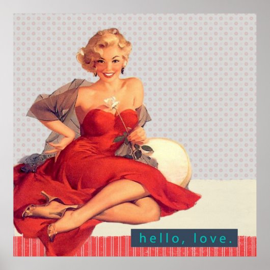 Retro Voman in de Rooddress-stijl Poster (Voorkant)