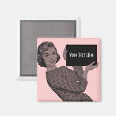 Retro Voman met een Klembord Magneet (Voorkant / Achterkant)