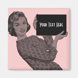 Retro Voman met een Klembord Magneet