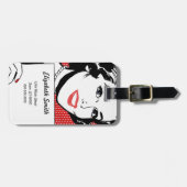 Retro Voman met een Teken Bagagelabel (Voorkant horizontaal)