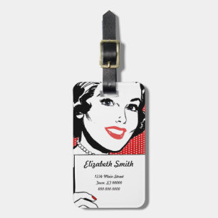 Retro Voman met een Teken Bagagelabel