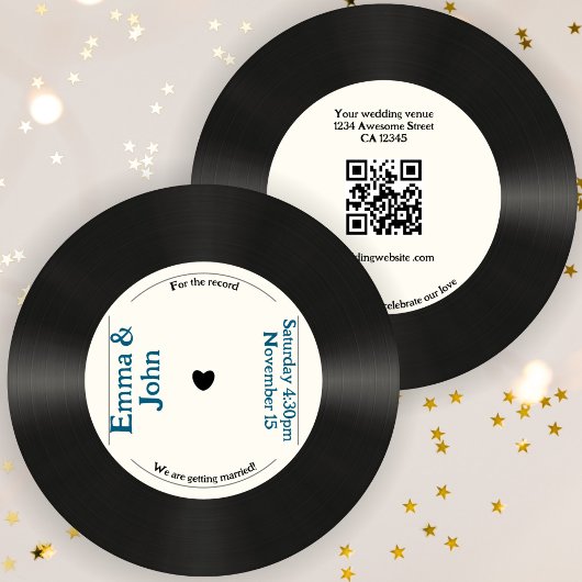 Retro voor de  muziekbruiloft kaart