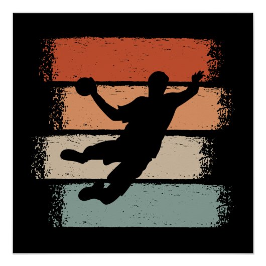 Retro voor handbalspeler perfect poster (Voorkant)