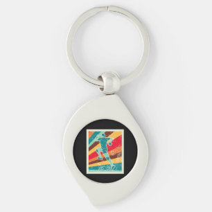 Retro voor handbalspeler sleutelhanger
