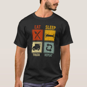 Retro voor vrachtwagenchauffeur Eat Slaap Truck He T-shirt