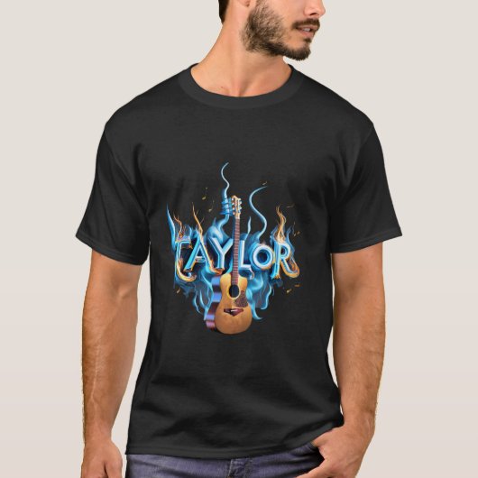 Retro voornaam TAYLOR gitaar gepersonaliseerde Gro T-shirt (Voorkant)