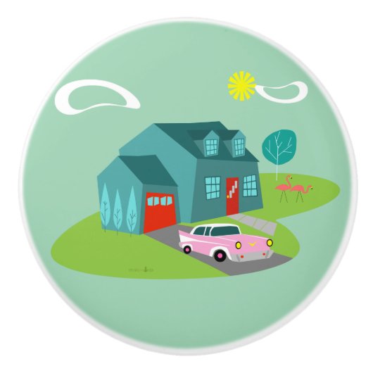 Retro voorstadhuis keramische romp keramische knop (Voorkant)